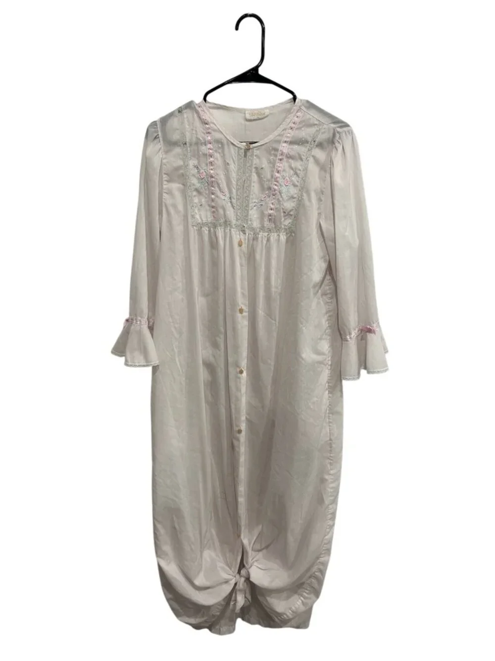 Barbizon Medium Vintage Pink Floral Nightgown Lace Cottagecore Coquette